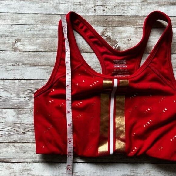 PINK Victoria's Secret Red and Gold Ultimate Unlined Sports Bra Size Medium - Picture 7 of 8